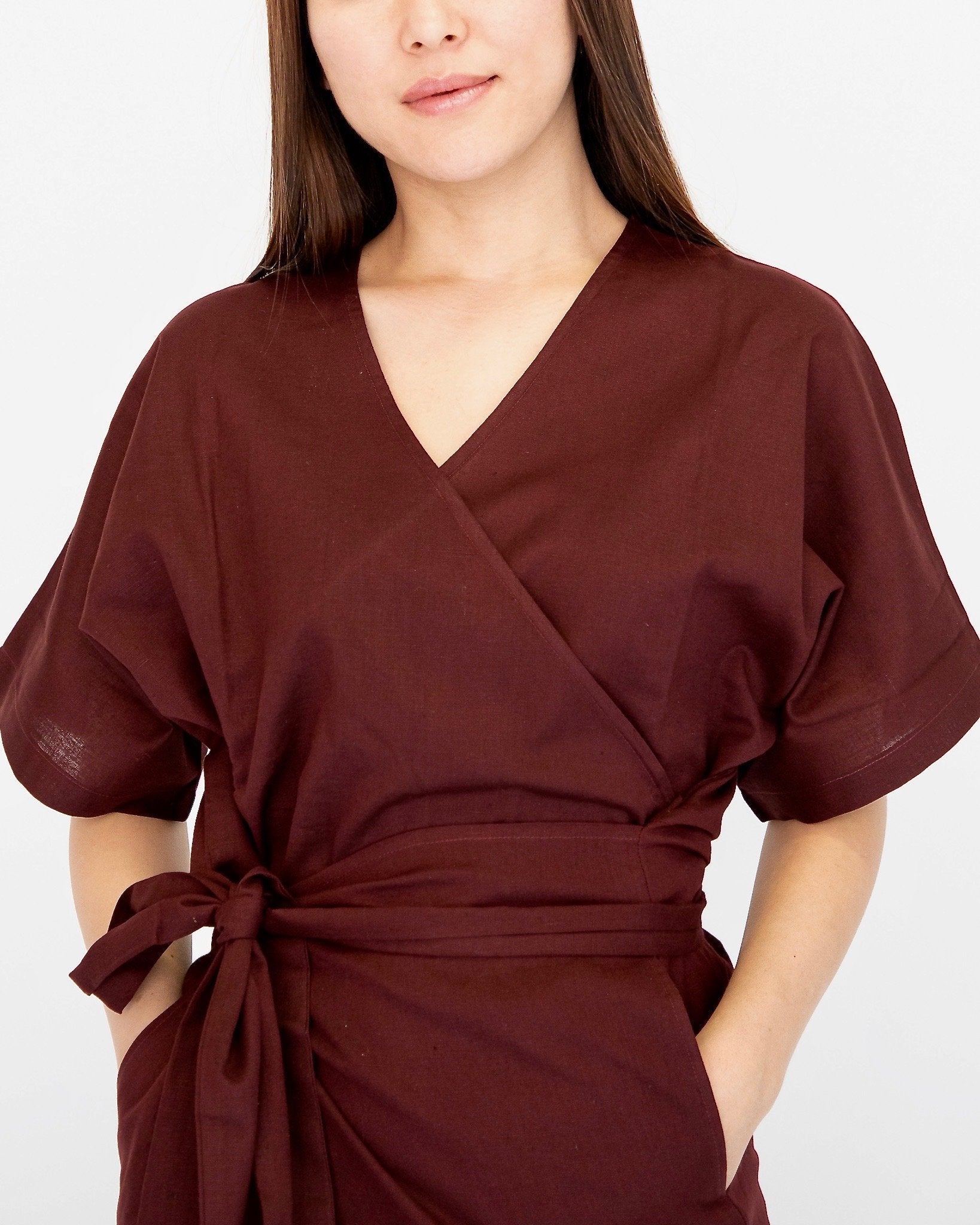 Tibetan Red Drokpa Dress with Side Wrap \u0026 Tie – Nimsqlo